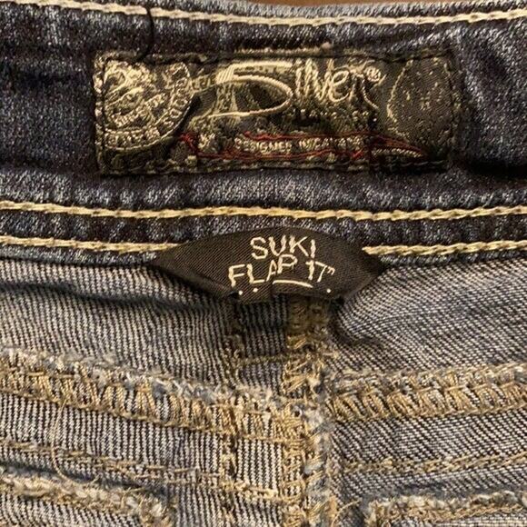 Silver Jeans Womens 30 Blue Suki Flap Bootcut Embellished Sequin Rodeo Cowgirl - Picture 11 of 13